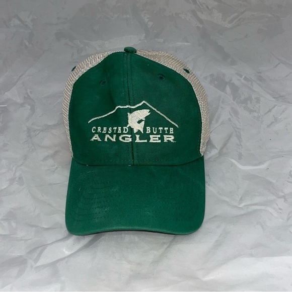Ouray Crested Butte Angler Fly Fishing Green & Cream Trucker Hat - Picture 2 of 9